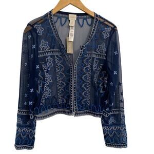 Chico's Blue Embroidered Lace Top / Jacket Women’s Size 0 Fairy Whimsical
